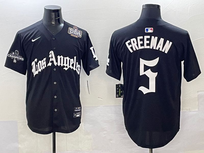 Men Los Angeles Dodgers #5 Freeman Black Five generations Joint Name 2025 Nike MLB Jersey style 38